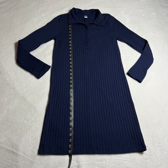 Old Navy Ribbed Quarter Button Up Shirt Dress Size Medium Effortless Knee Length - Picture 8 of 8